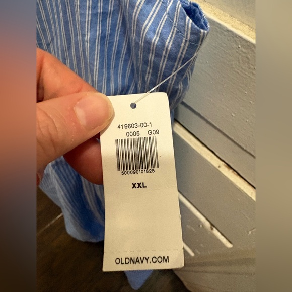 NWT Old Navy XXL Light Blue/White Striped Cotton Midi Dress - Picture 9 of 10